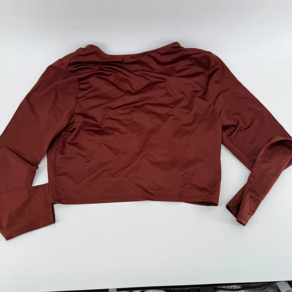 CALIA by Carrie Underwood Womens‎ Ruched Rashguard Long Sleeve Rust Size L